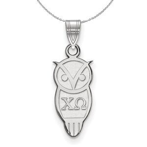 Sterling Silver Chi Omega Small Pendant Necklace - 24 Inch
